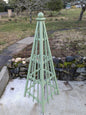 6' Cedar Obelisk with Moss Green Stain | 24" base with 3 pickets per side