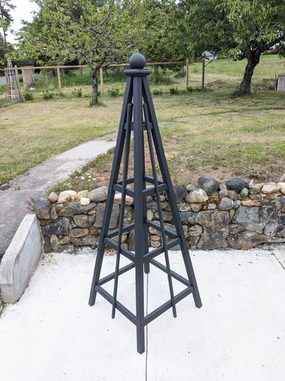 SALE - 6' Slate Stained Cedar Obelisk | 1 picket per side | sphere finial