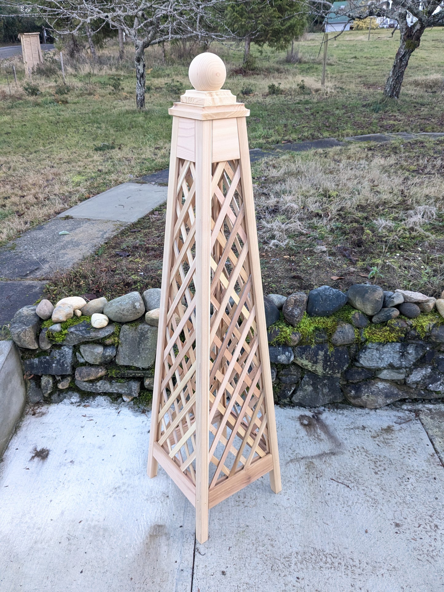 6' Diamond Trellis Obelisk, 18" base, Premium Red Cedar Garden Obelisk