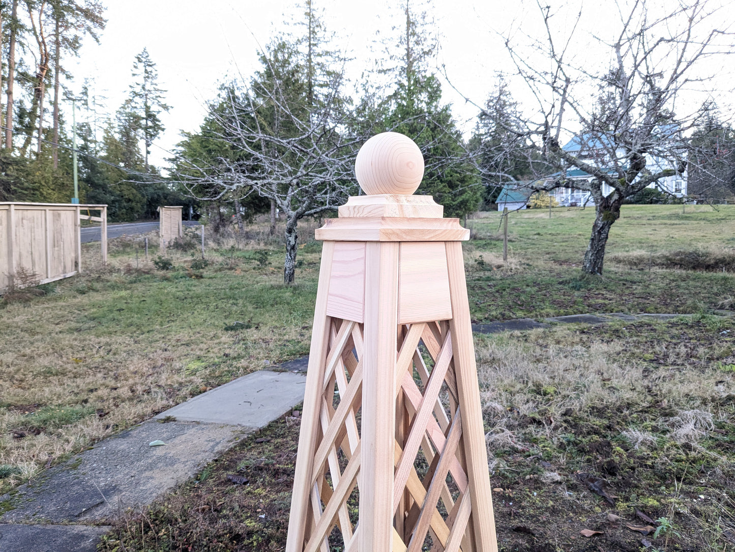 6' Diamond Trellis Obelisk, 18" base, Premium Red Cedar Garden Obelisk