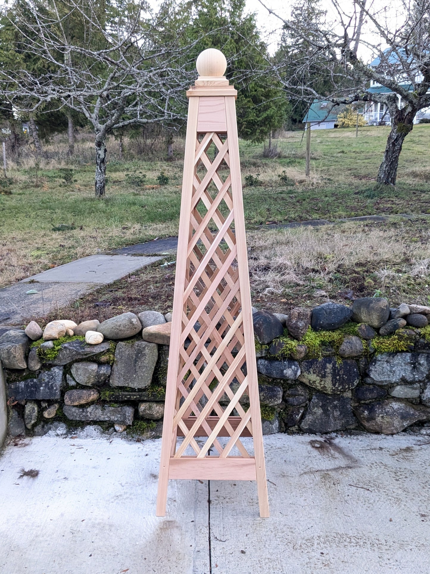 6' Diamond Trellis Obelisk, 18" base, Premium Red Cedar Garden Obelisk