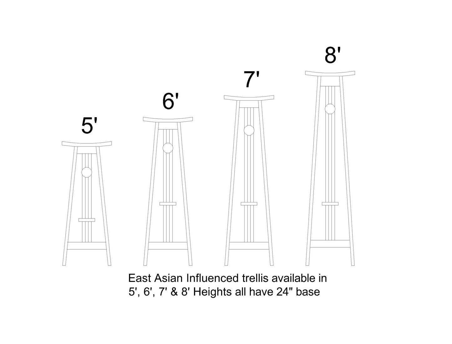 Cedar Trellis 24" Wide | East Asian Influenced | Solid Western Red Cedar | Stainless Steel Assembly Hardware | 2 styles & 4 Heights