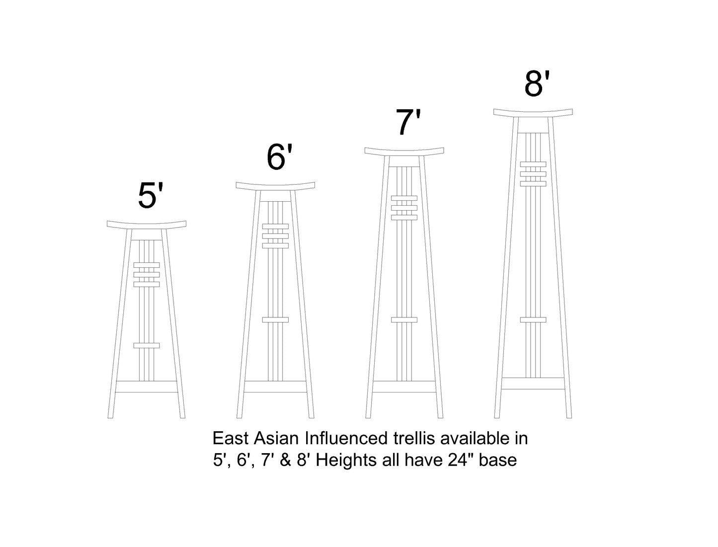 Cedar Trellis 24" Wide | East Asian Influenced | Solid Western Red Cedar | Stainless Steel Assembly Hardware | 2 styles & 4 Heights