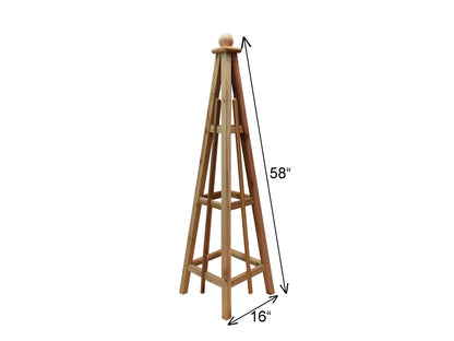 5' Select Cedar Garden Obelisk, 3 Rail Sphere Finial 16" Base