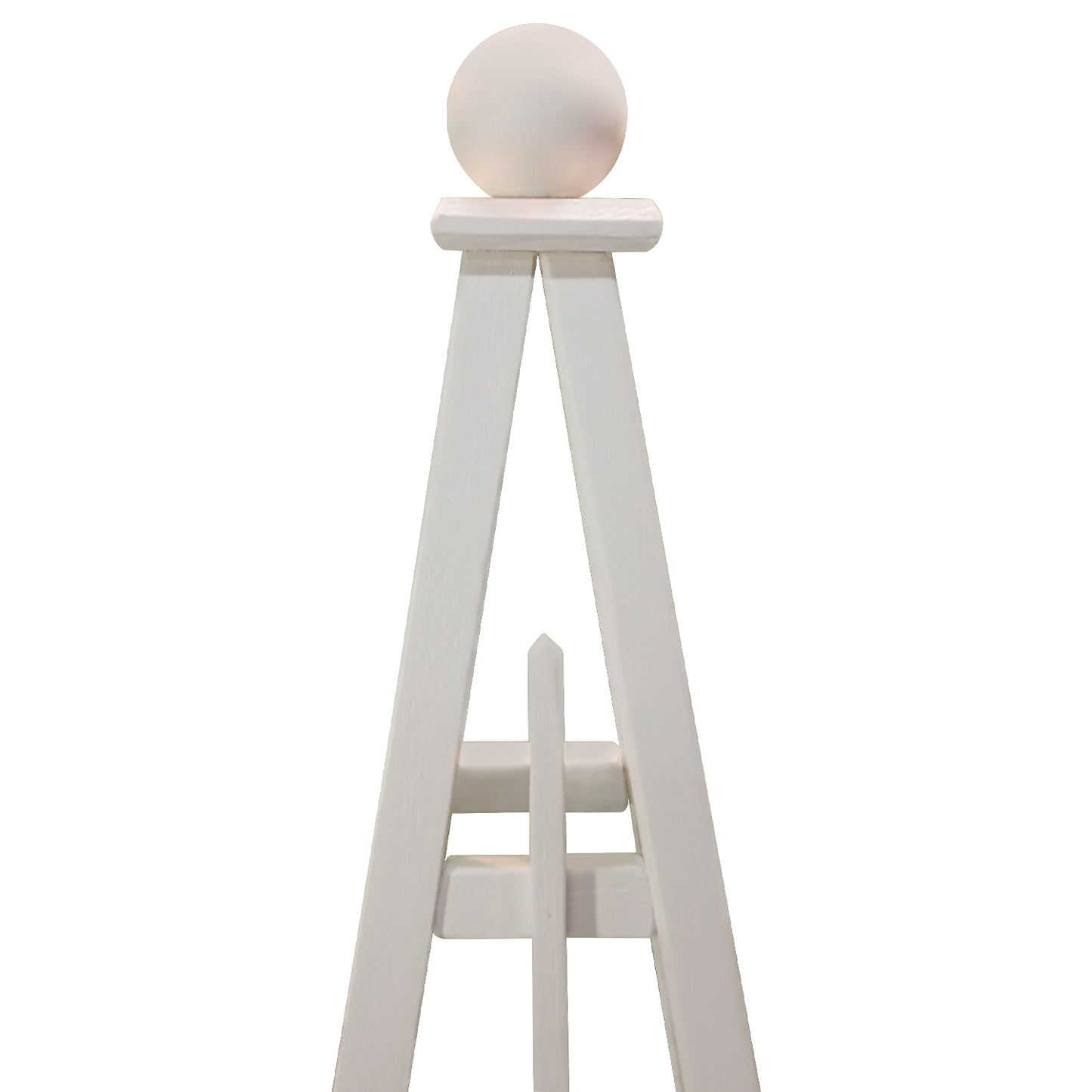 6' White Obelisk with Sphere Finial and 24" Base, Solid Pine, 3 Rail Obelisk