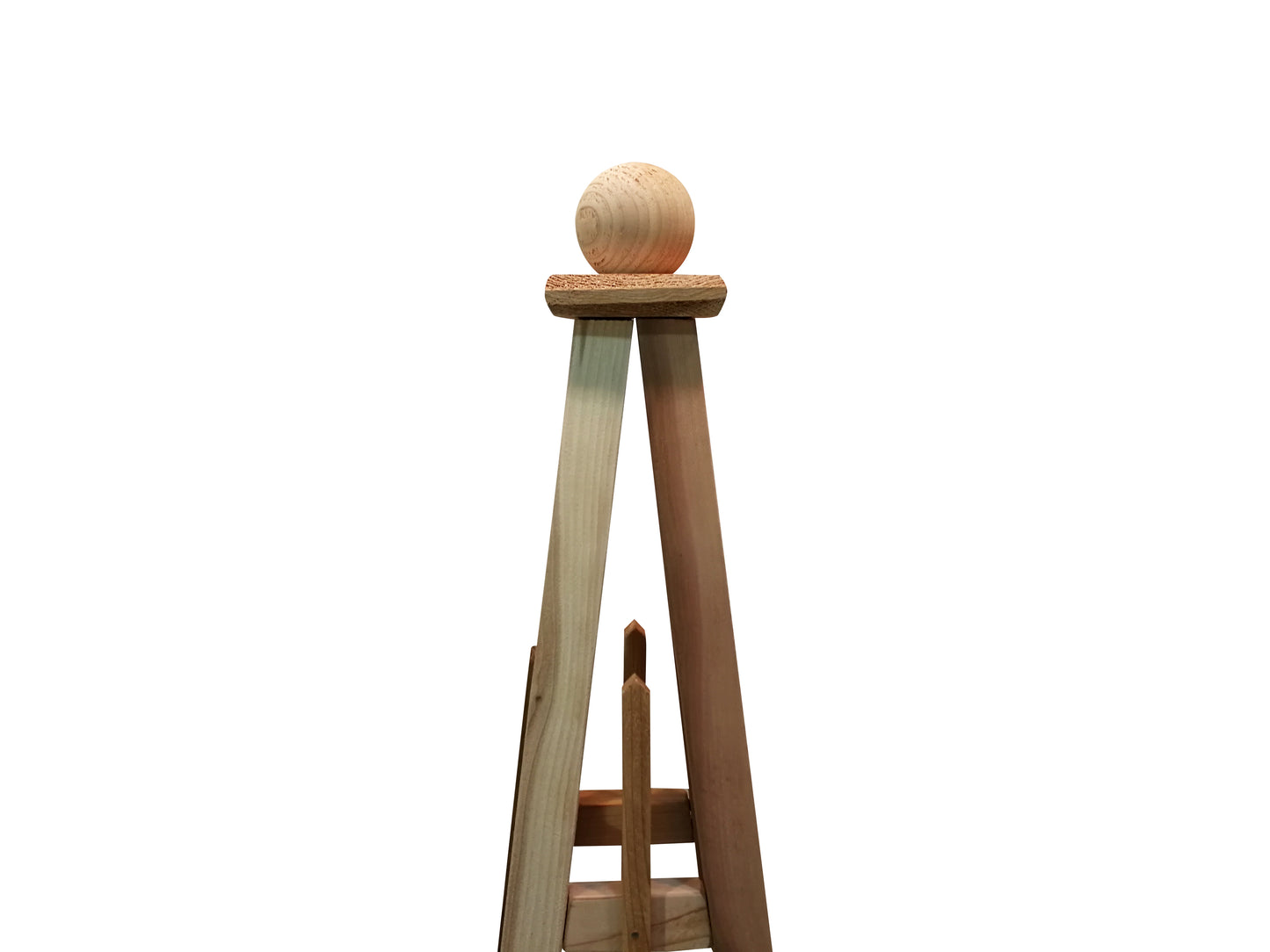 5' Select Cedar Garden Obelisk, 3 Rail Sphere Finial 16" Base