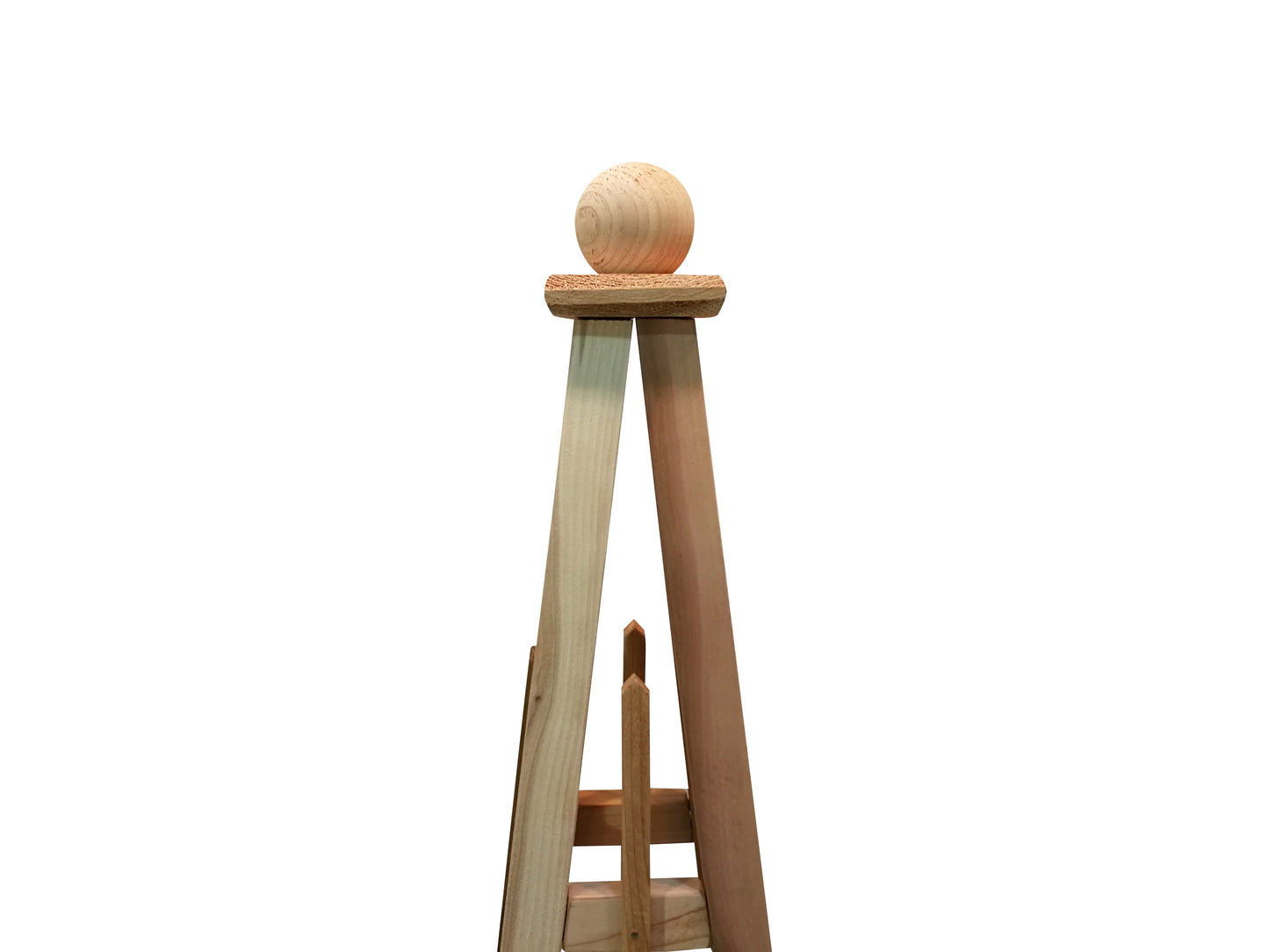 6' Select Cedar Garden Obelisk, 3 Rail Sphere Finial 16" Base