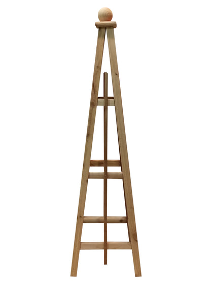 5' Select Cedar Garden Obelisk, 3 Rail Sphere Finial 16" Base