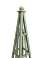 5' Select Cedar Garden Obelisk Moss Green Stain, 3 Rail Sphere or Spike Finial 16" Base