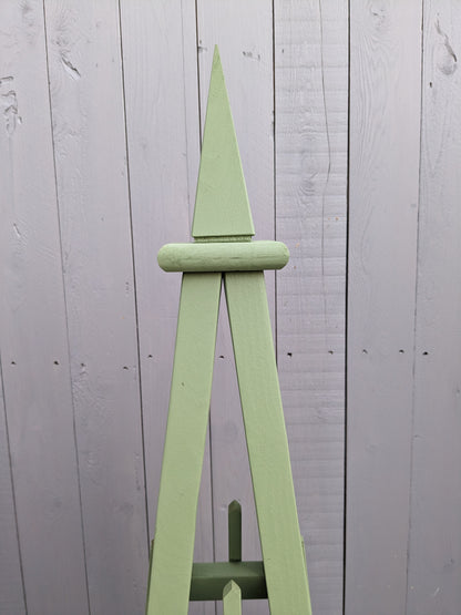 5' Select Cedar Garden Obelisk Moss Green Stain, 3 Rail Sphere or Spike Finial 16" Base