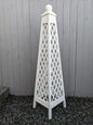 6' Solid White StainedDiamond Trellis Obelisk, 18" base, Premium Red Cedar