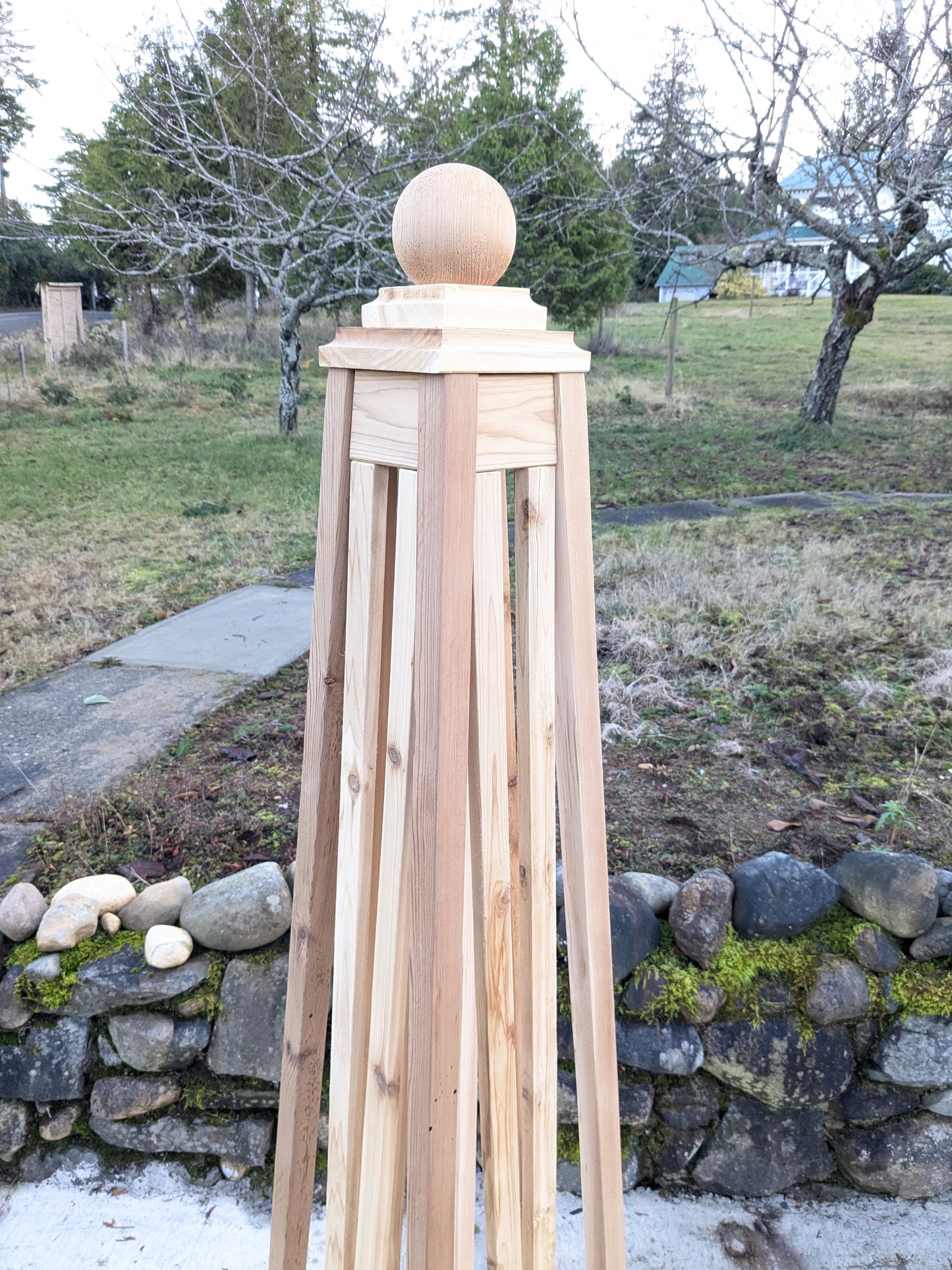 6' Art Deco Cedar Obelisk | FACTORY 2nd | 18" base | Select Red Cedar Garden Obelisk | Garden Tuteur