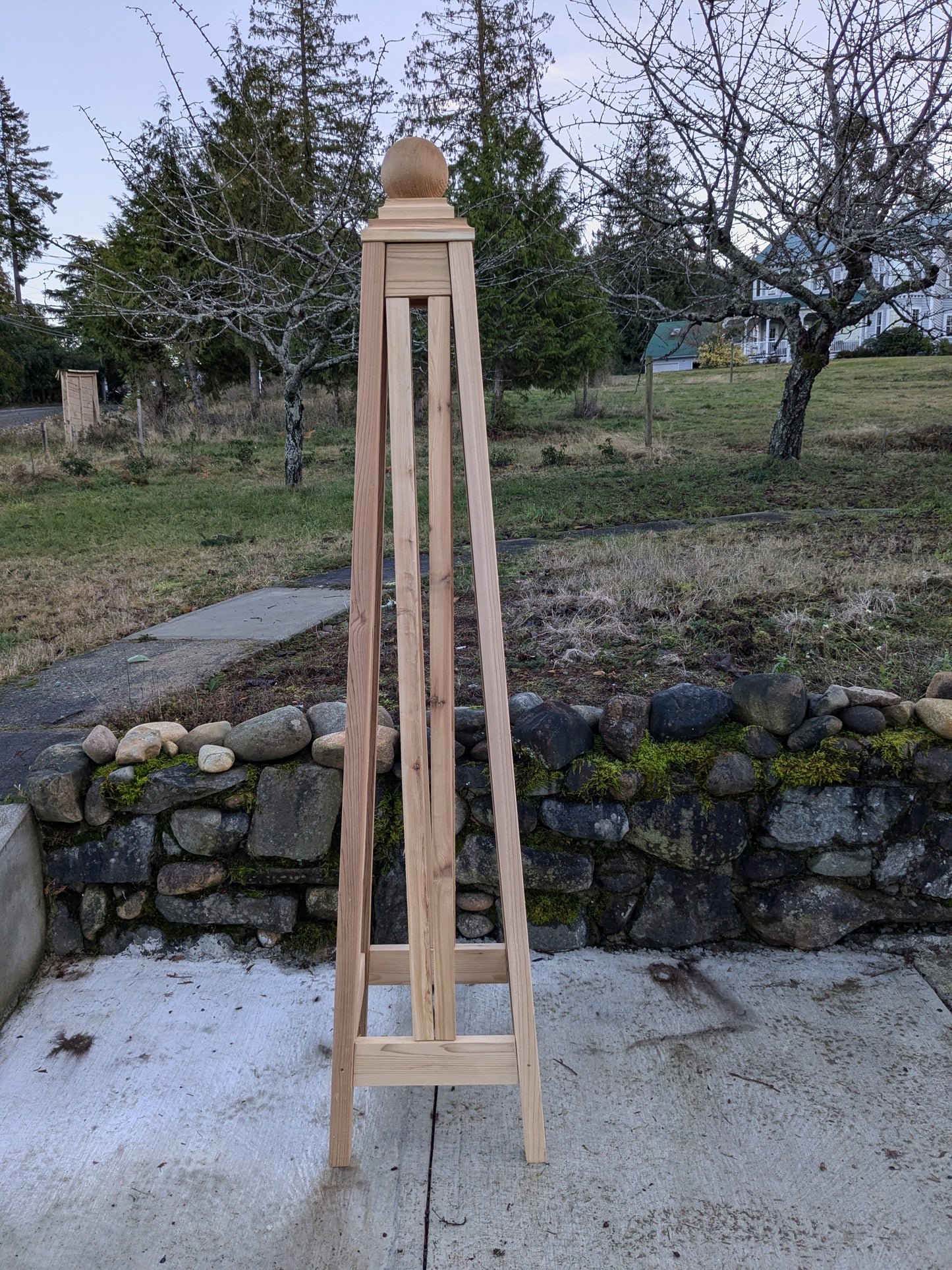 6' Art Deco Cedar Obelisk | FACTORY 2nd | 18" base | Select Red Cedar Garden Obelisk | Garden Tuteur