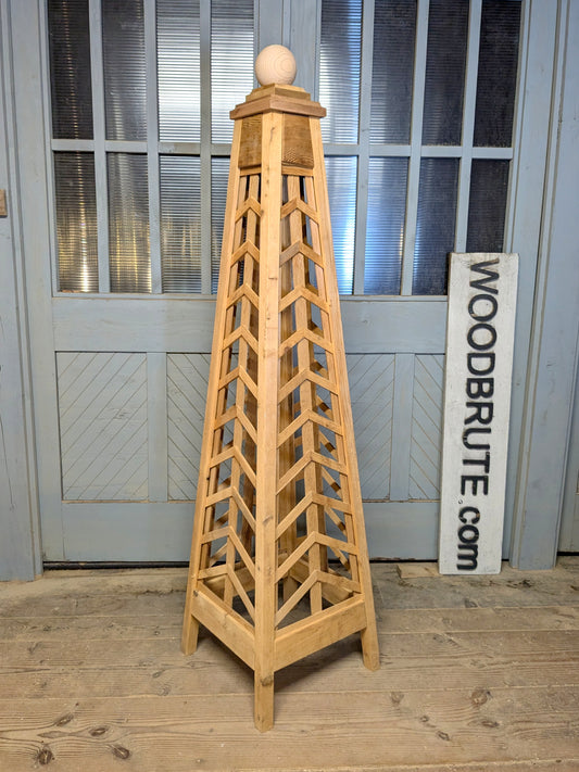 6' Chevron Trellis Obelisk, 18" base | Premium Red Cedar Garden Obelisk | Pyramid Trellis