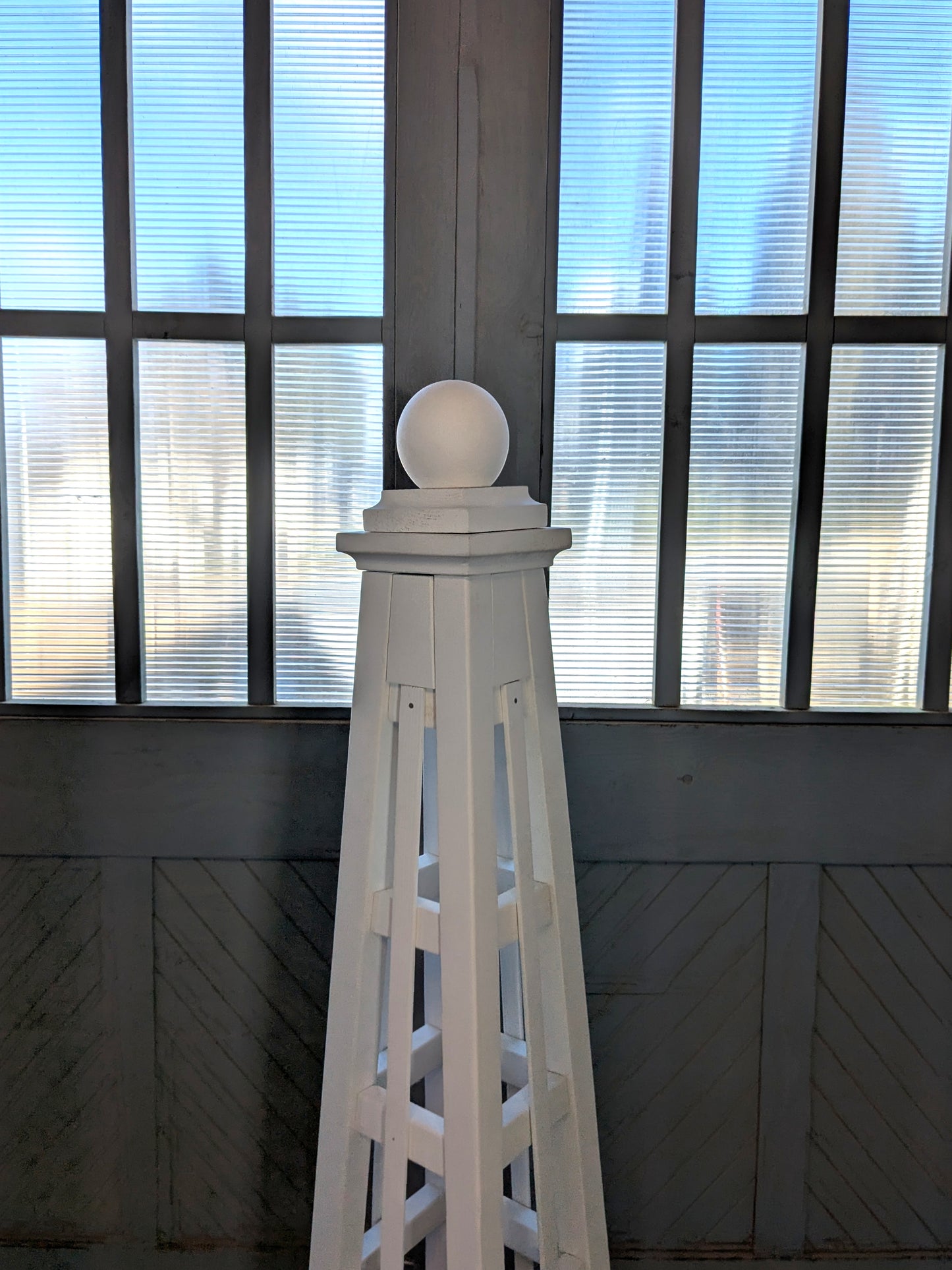 5' Trellis Obelisk | Solid White Stained Pine | Stainless Steel Fasteners | 12"Base