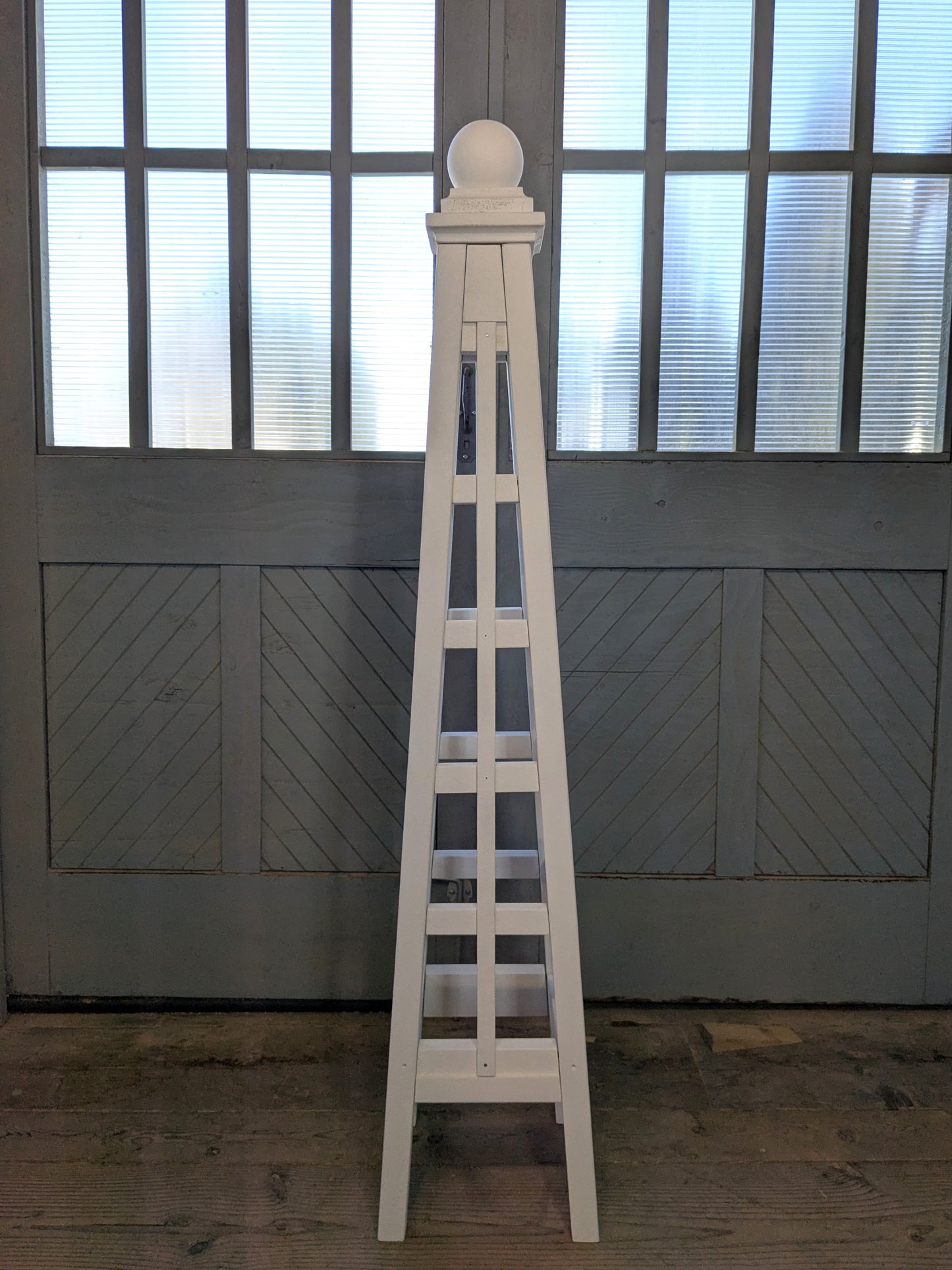 5' Trellis Obelisk | Solid White Stained Pine | Stainless Steel Fasteners | 12"Base