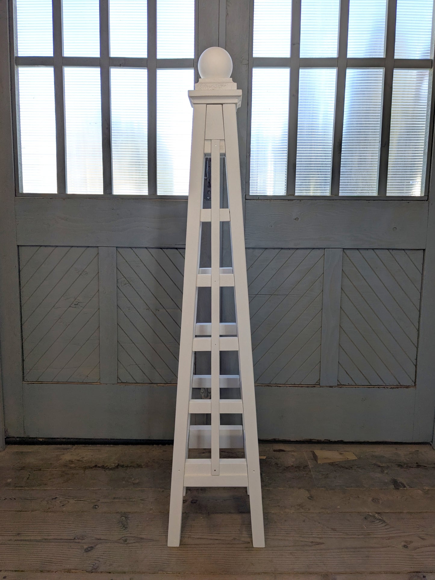 5' Trellis Obelisk | Solid White Stained Pine | Stainless Steel Fasteners | 12"Base