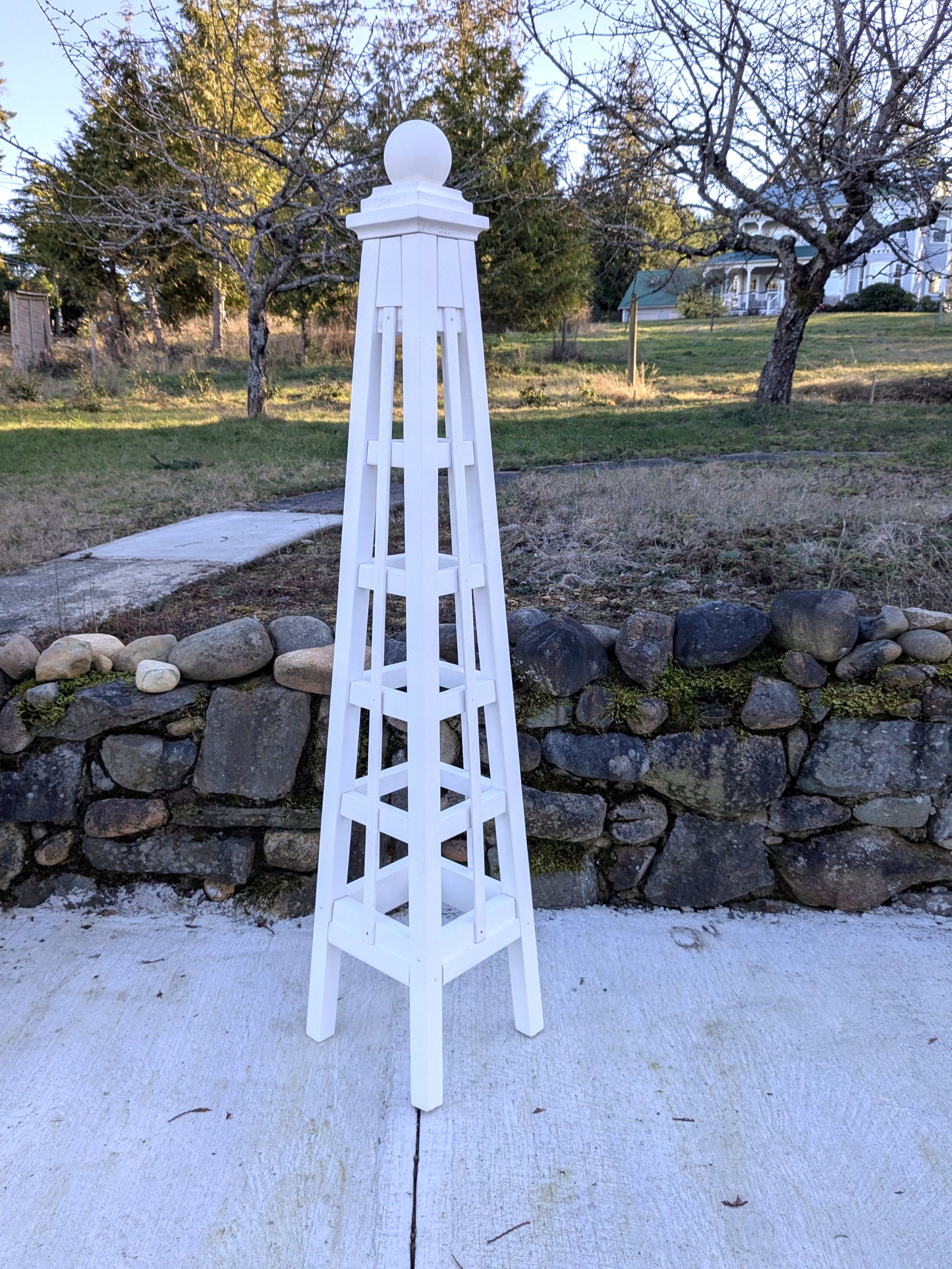 5' Trellis Obelisk | Solid White Stained Pine | Stainless Steel Fasteners | 12"Base