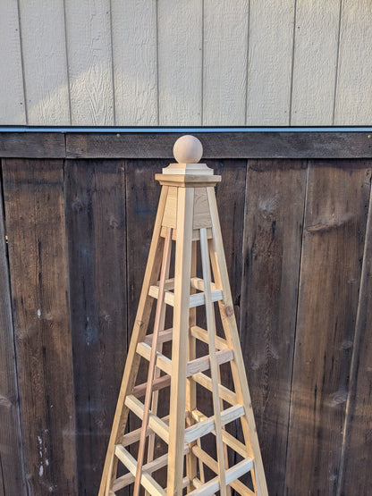 Factory Second | 8' Western Red Cedar Trellis Obelisk | Sphere Finial