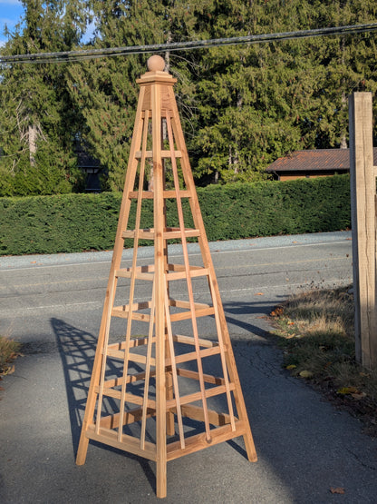 Factory Second | 8' Western Red Cedar Trellis Obelisk | Sphere Finial