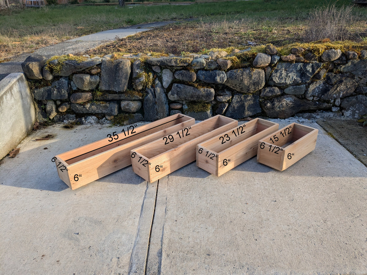 Traditional Straight Walled Rectangular Cedar Planter Box | 5 1/2" or 7 1/2" Tall