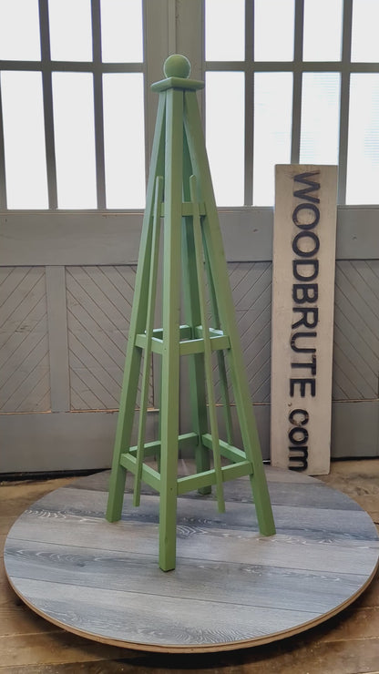 5' Solid Wood Obelisk | Natural or Solid Stains | 16" or 24" Base