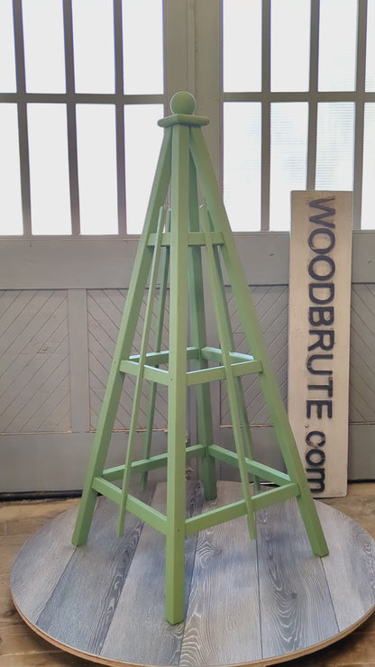 5' Solid Wood Obelisk | Natural or Solid Stains | 16" or 24" Base