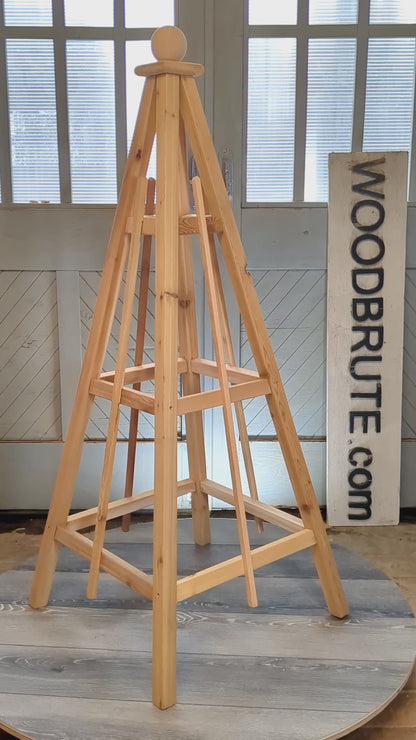 6' Solid Cedar Obelisk | Natural Unstained Western Red Cedar Obelisk | 16" or 24" Base with Sphere or Spire Finial