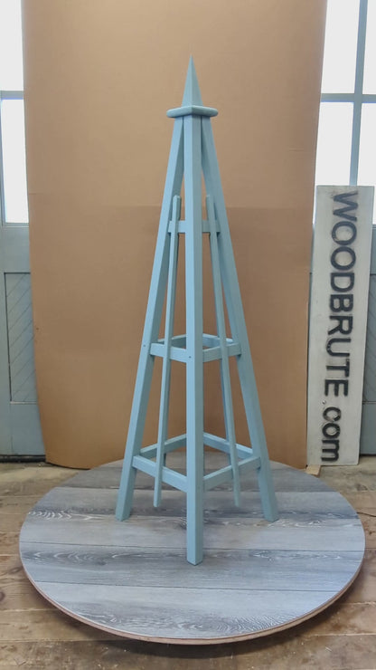 5' Solid Wood Obelisk | Natural or Solid Stains | 16" or 24" Base