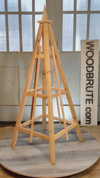 6' Solid Cedar Obelisk | Natural Unstained Western Red Cedar Obelisk | 16" or 24" Base with Sphere or Spire Finial