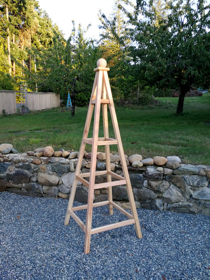 6' Solid Premium Cedar Obelisk | Natural Unstained Western Red Cedar Obelisk | 24" Base with Sphere or Spire Finial