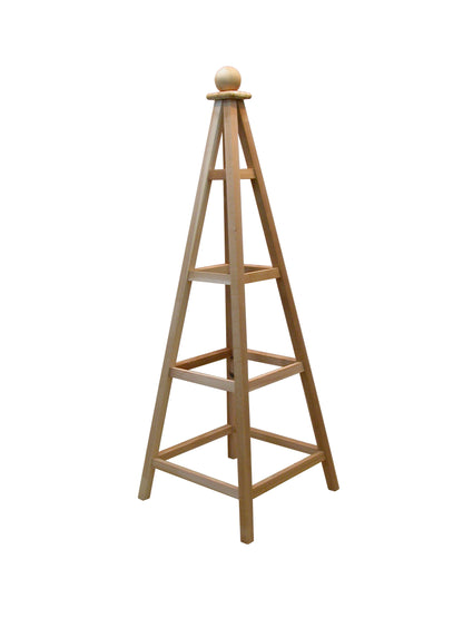 6' Solid Premium Cedar Obelisk | Natural Unstained Western Red Cedar Obelisk | 24" Base with Sphere or Spire Finial