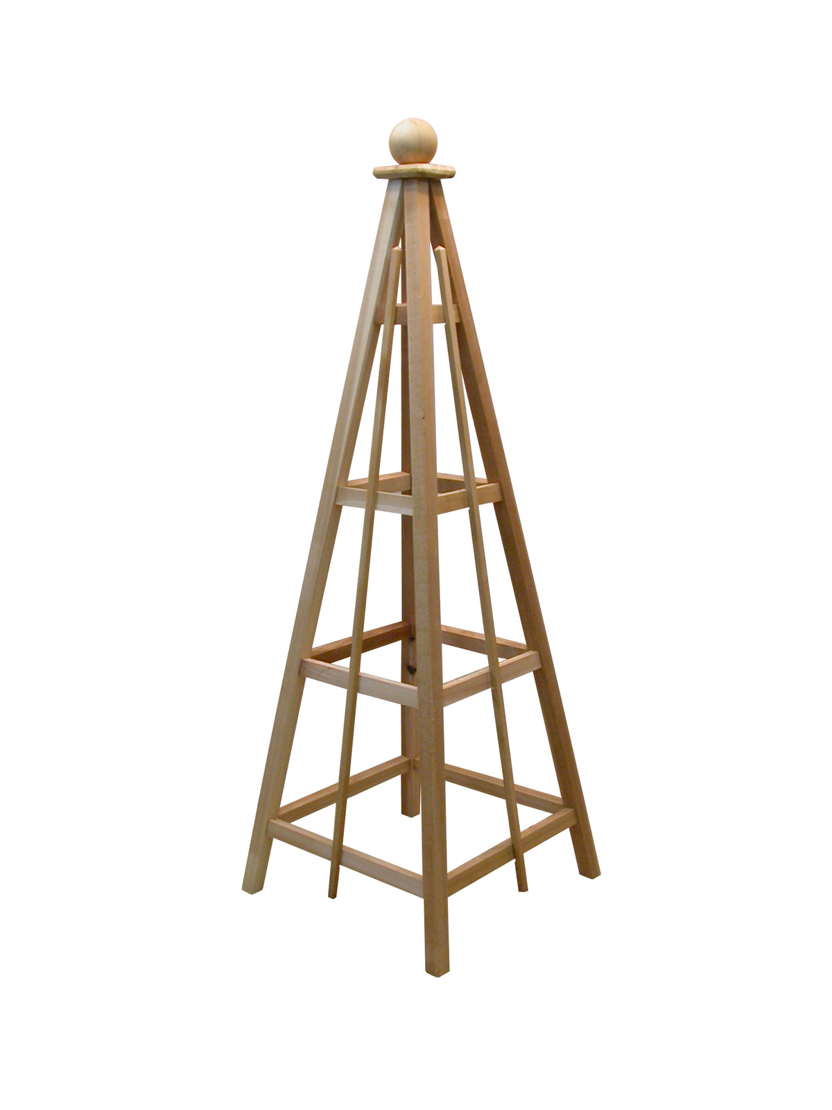 6' Solid Premium Cedar Obelisk | Natural Unstained Western Red Cedar Obelisk | 24" Base with Sphere or Spire Finial