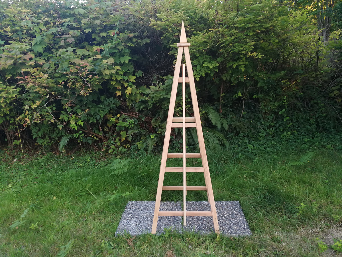 6' Solid Premium Cedar Obelisk | Natural Unstained Western Red Cedar Obelisk | 24" Base with Sphere or Spire Finial