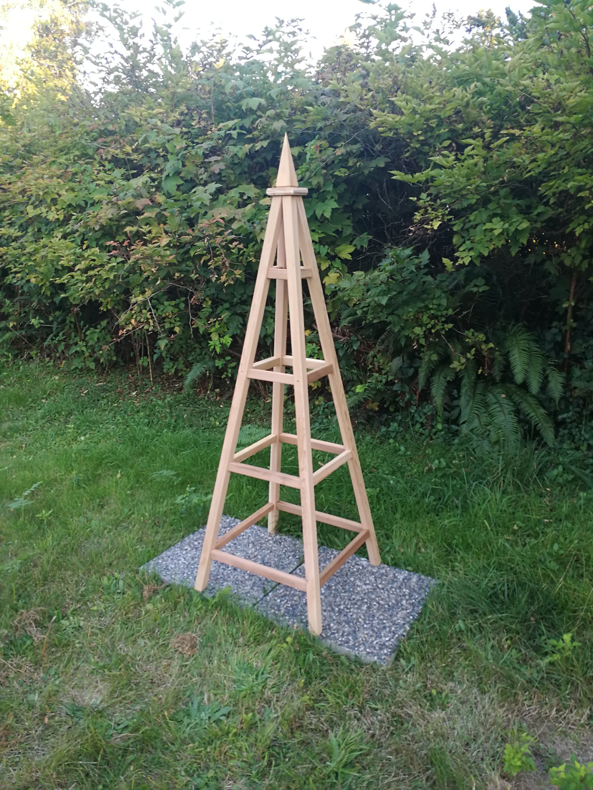 6' Solid Premium Cedar Obelisk | Natural Unstained Western Red Cedar Obelisk | 24" Base with Sphere or Spire Finial