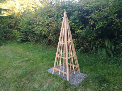 6' Solid Premium Cedar Obelisk | Natural Unstained Western Red Cedar Obelisk | 24" Base with Sphere or Spire Finial
