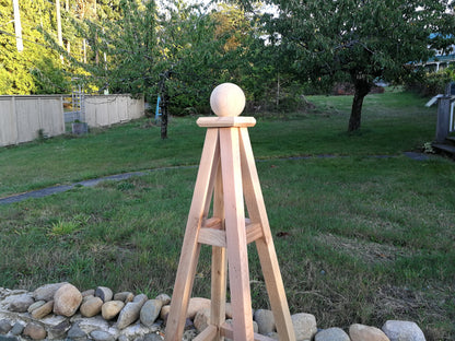 6' Solid Premium Cedar Obelisk | Natural Unstained Western Red Cedar Obelisk | 24" Base with Sphere or Spire Finial